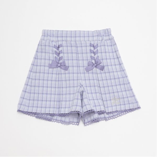 メゾピアノ(mezzo piano)レースアップ　カットジャガードチェック　キュロットスカート