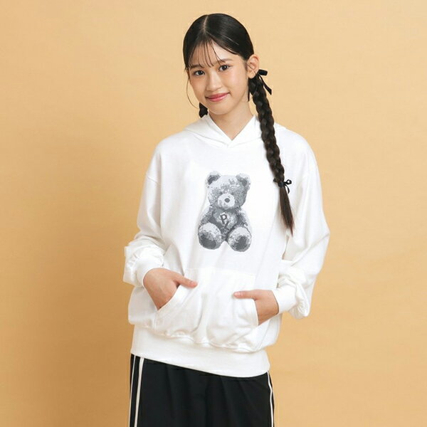 ピンクラテ(PINK-latte)【130cmあり／人気シリーズ】クマプリント フードパーカーのサムネイル