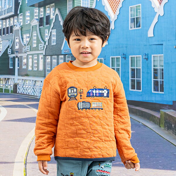 クレードスコープ(kladskap)電車アップリケ星キルトトレーナー