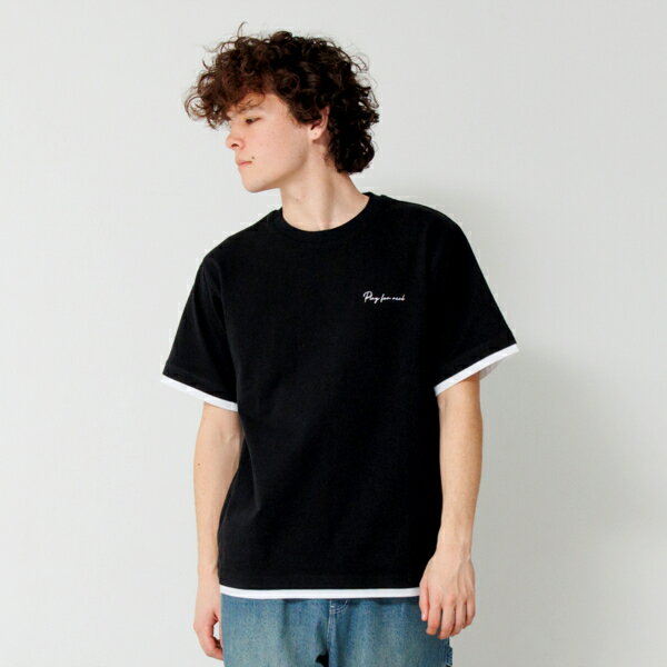 グラソス(GLAZOS)【大人向けサイズあり】ワンポイントロゴ裾レイヤード半袖Tシャツのサムネイル