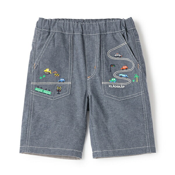 クレードスコープ(kladskap)【人気商品のため再入荷】乗り物刺しゅう5分丈パンツのサムネイル