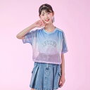 メゾピアノジュニア(mezzo piano junior)グラデーションメッシュTシャツ&タンクトップセット