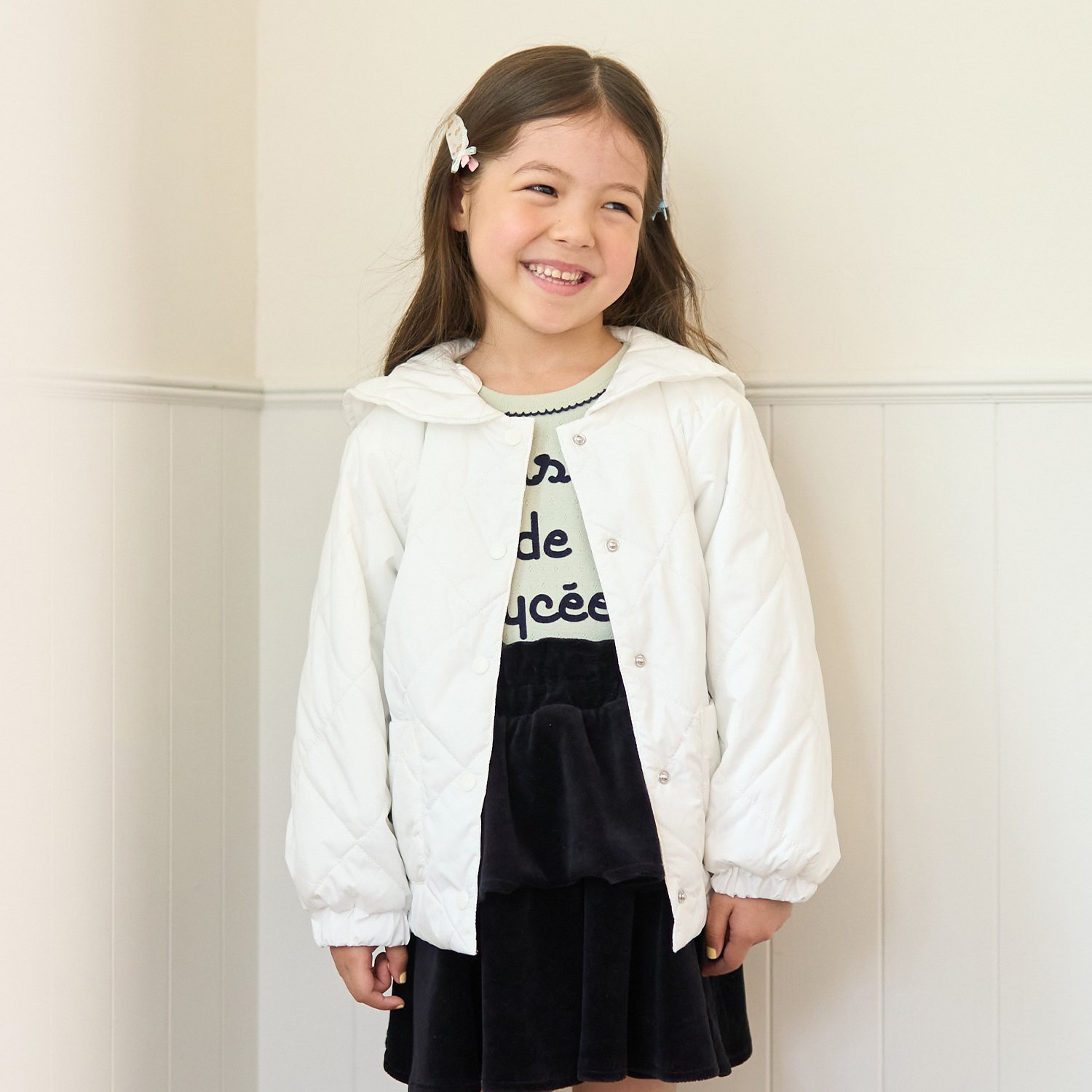 リセマイン(Lycee mine)取外しできるセーラーカラー付きキルティングブルゾン