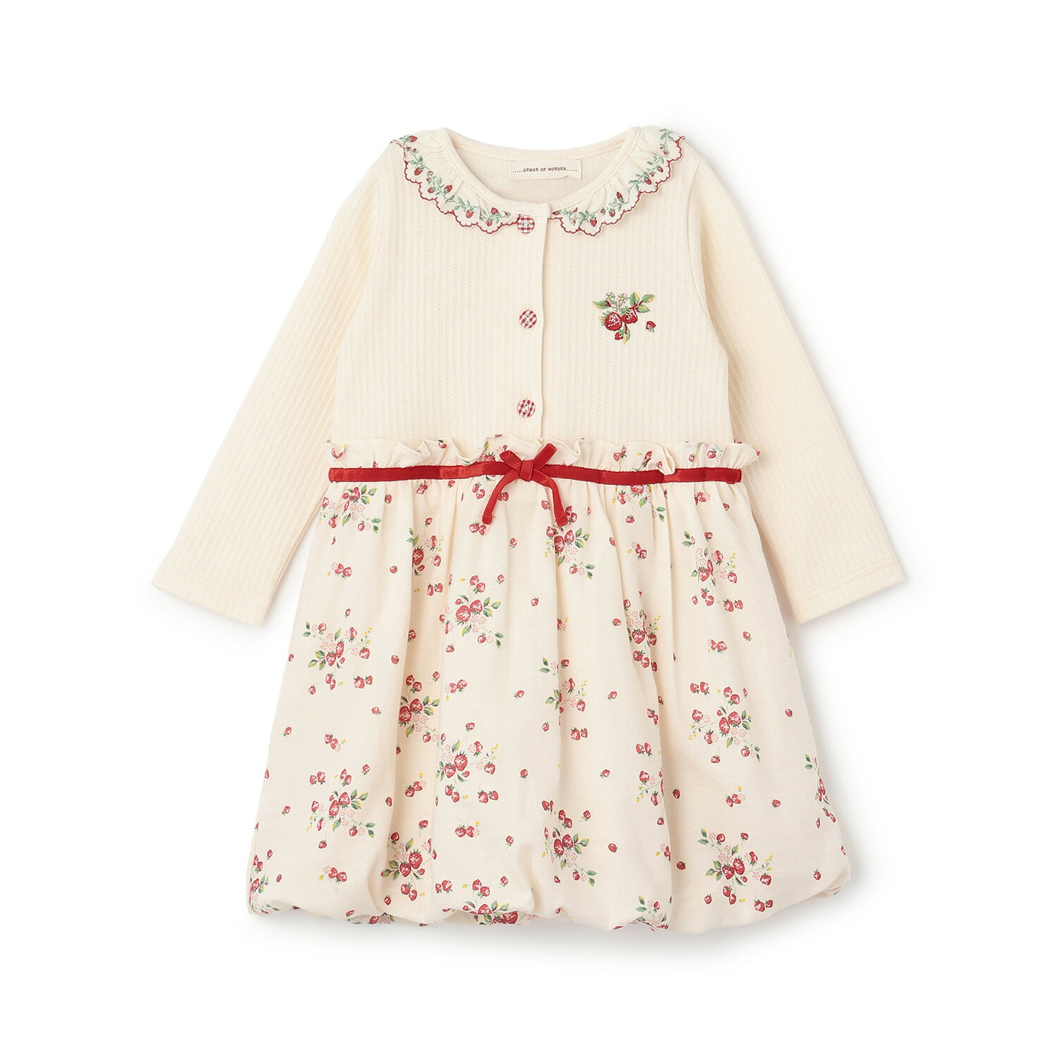 センスオブワンダー(sense of wonder)【オーガニック】野イチゴ長袖バルーンワンピース【日本製】のサムネイル