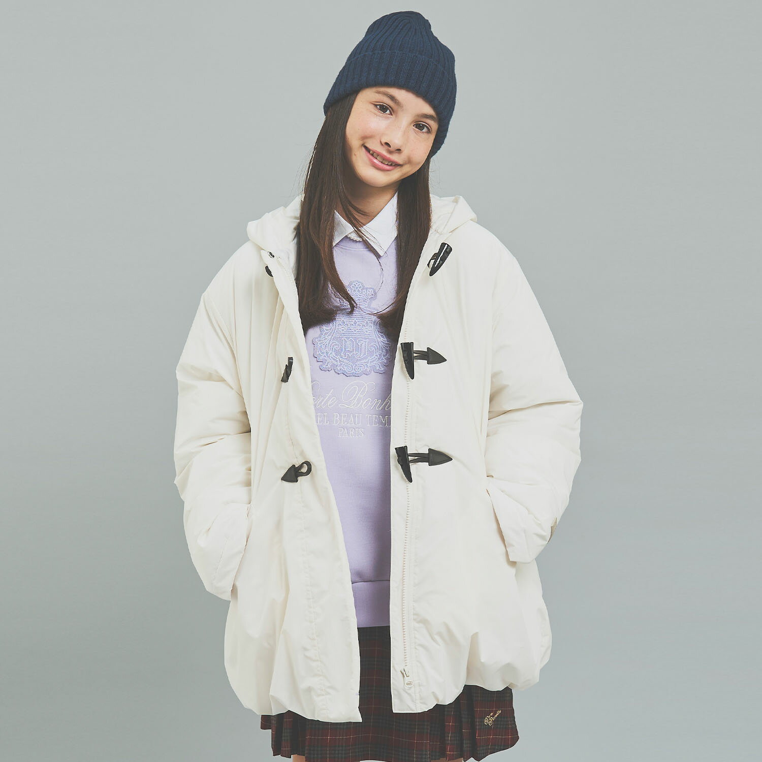 ポンポネットジュニア(pom ponette junior)【はっ水】ファイバー中わたダッフルコート