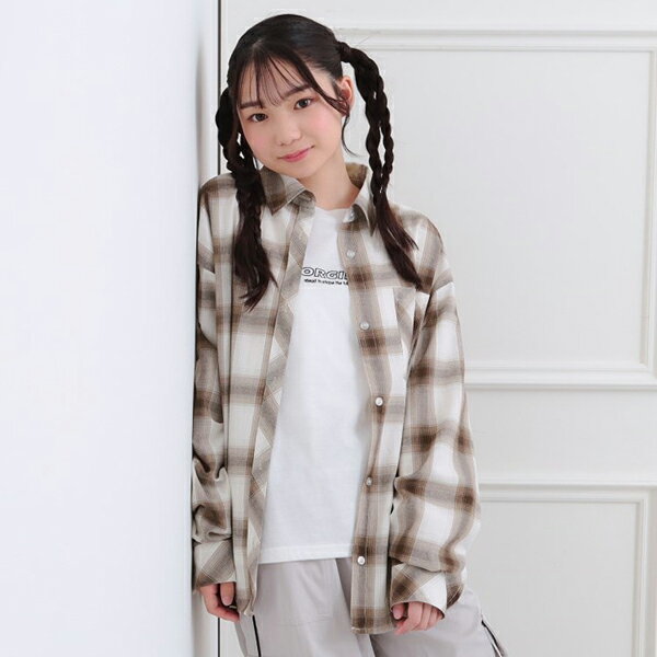 ピンクラテ(PINK-latte)ルーズチェックシャツ＋ロンT