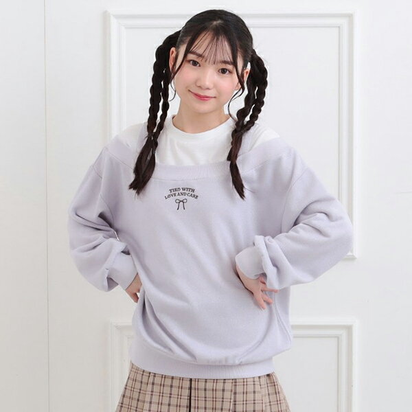 ピンクラテ(PINK-latte)ラメ裏毛オフショル風プルオーバー