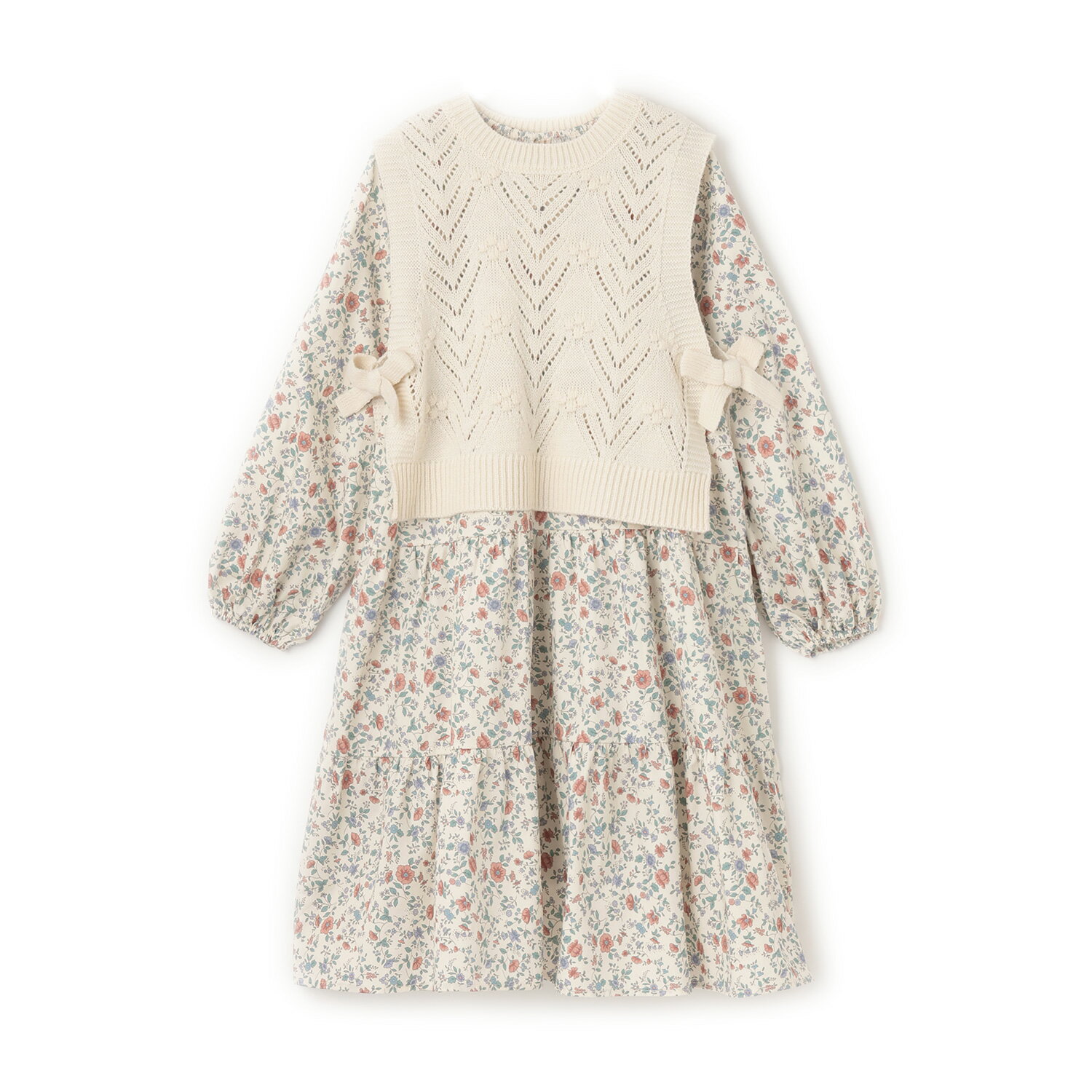 プティマイン(petit main)【リンク】ベストつきティアードワンピース(ジュニアサイズ)のサムネイル