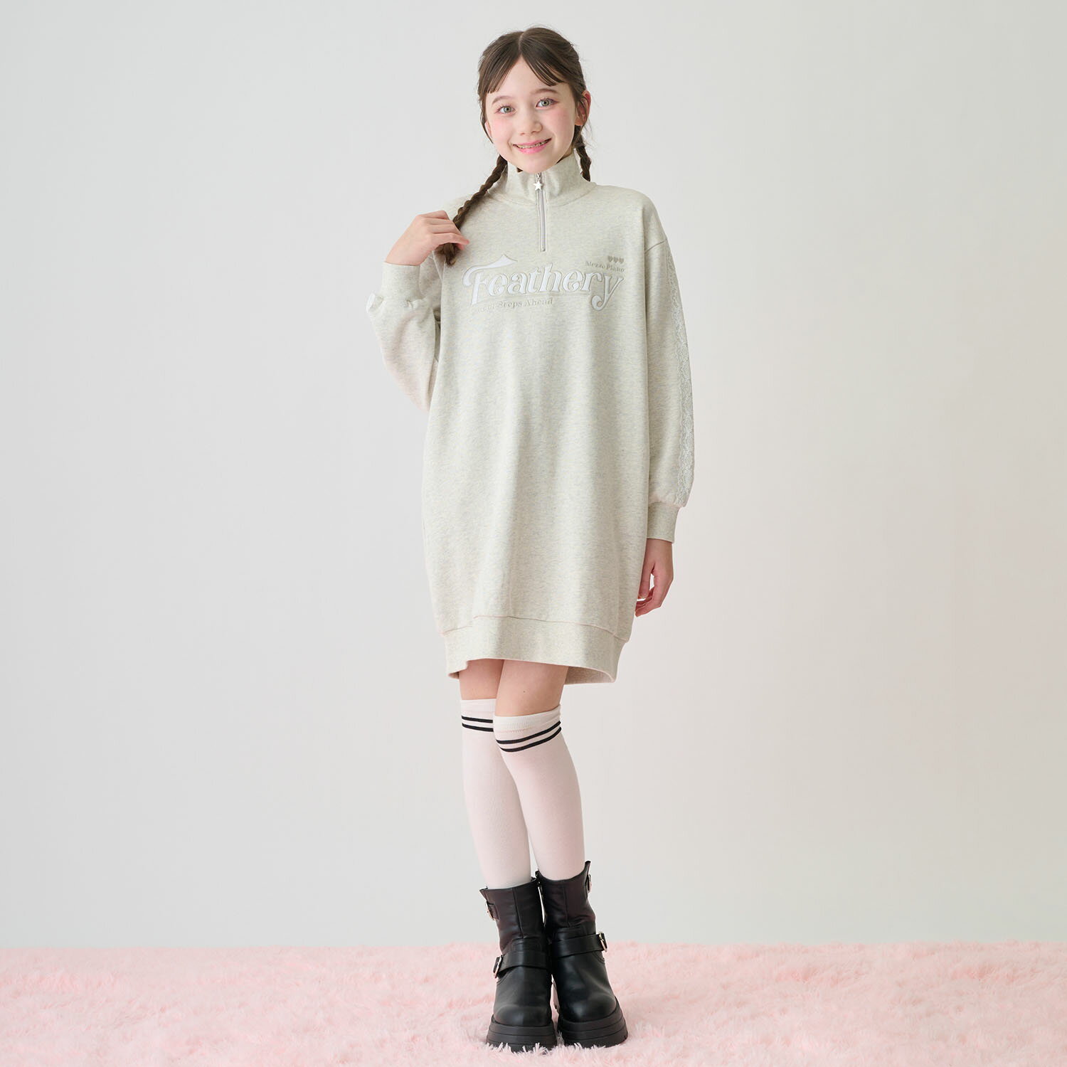 メゾピアノジュニア(mezzo piano junior)ハーフジップワンピースのサムネイル