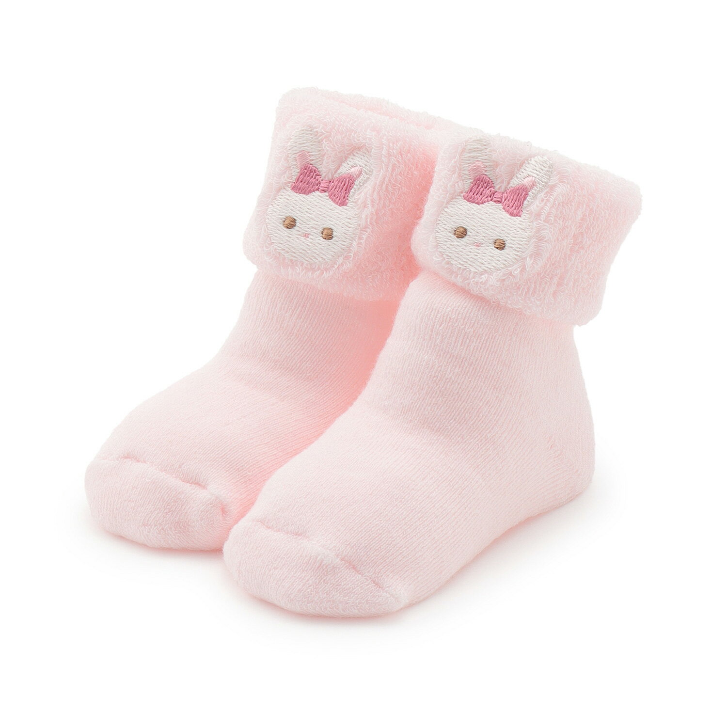 メゾピアノ(mezzo piano)ウサギアップリケつき 折り返しソックス