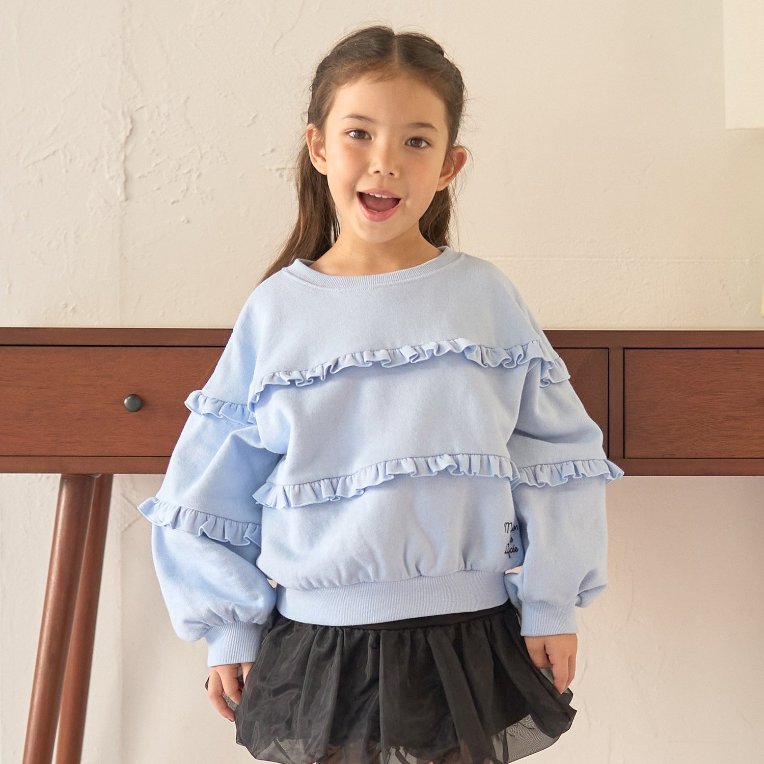 リセマイン(Lycee mine)【毛玉バイバイ裏毛裏起毛】【どちらが前でもOK】フリルフリルスウェットのサムネイル