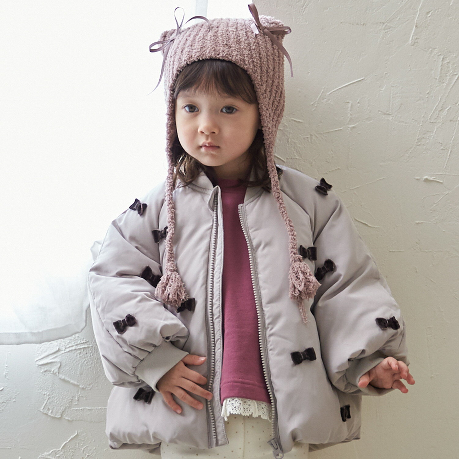 プティマイン(petit main)【リンク】ちびリボン中綿ジャケットのサムネイル