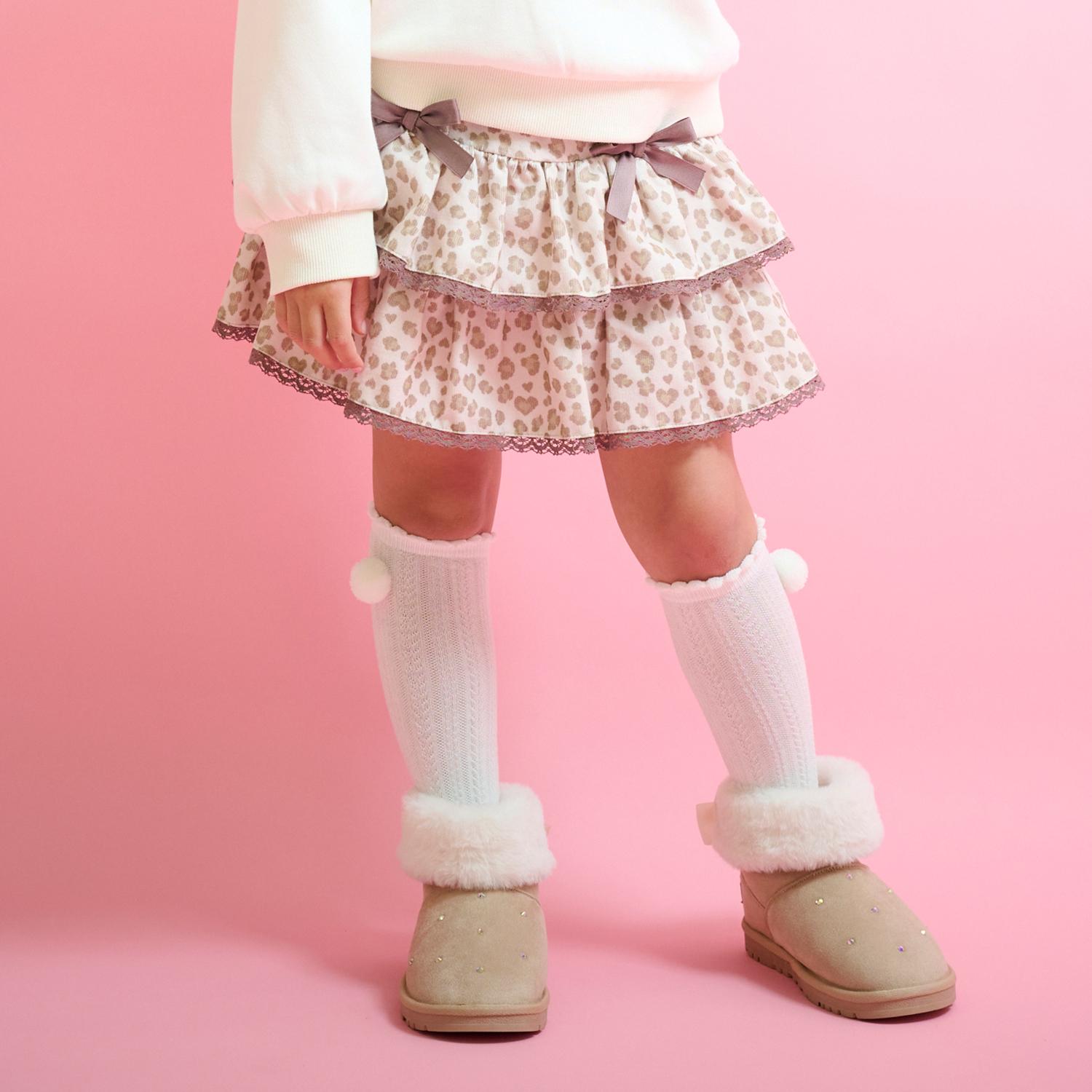 メゾピアノ(mezzo piano)ヒョウ柄レースアップスカパン