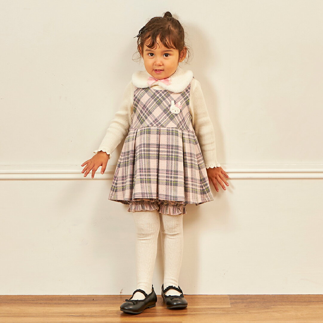 (KP)Wジャカードチェック ベビーセット 【ティペット付き】