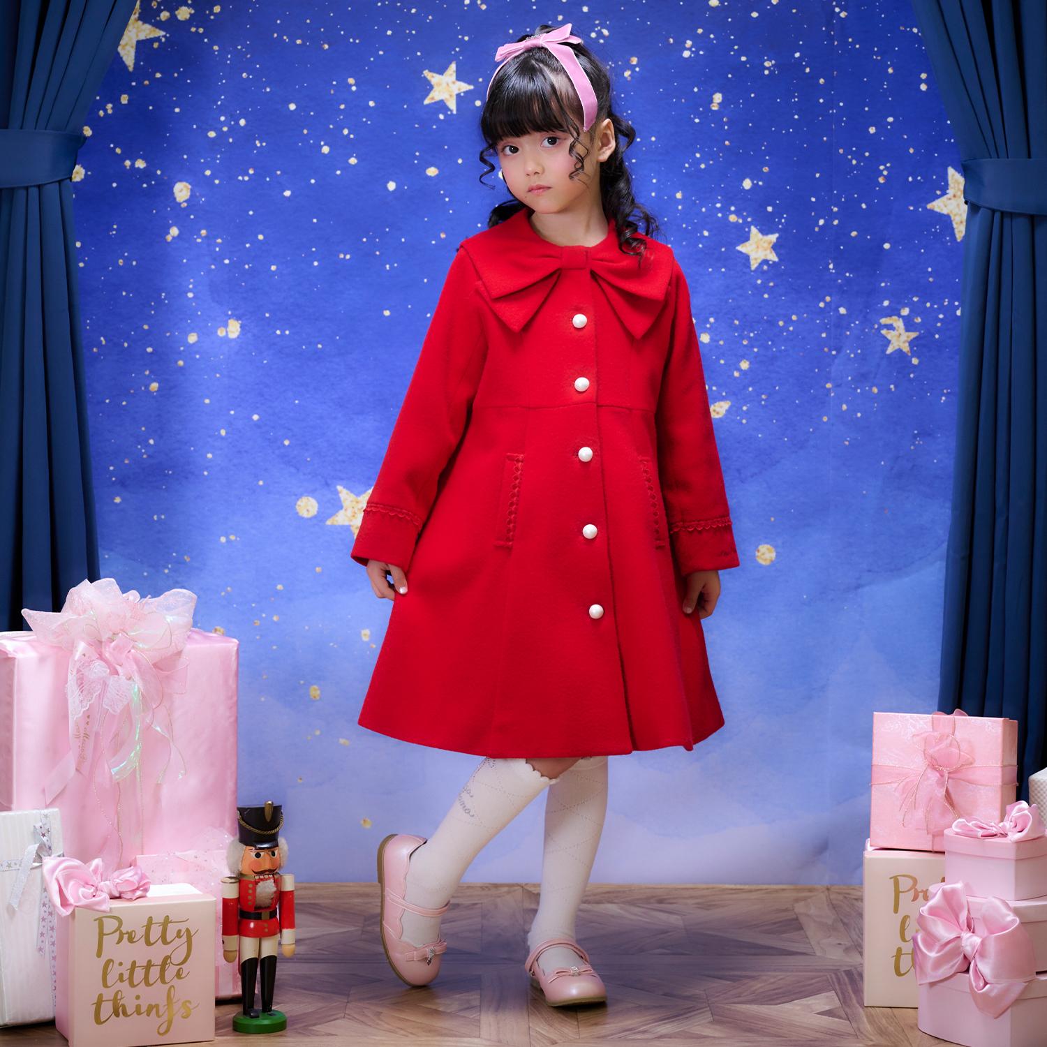 メゾピアノ(mezzo piano)リボンカラー ウールコート