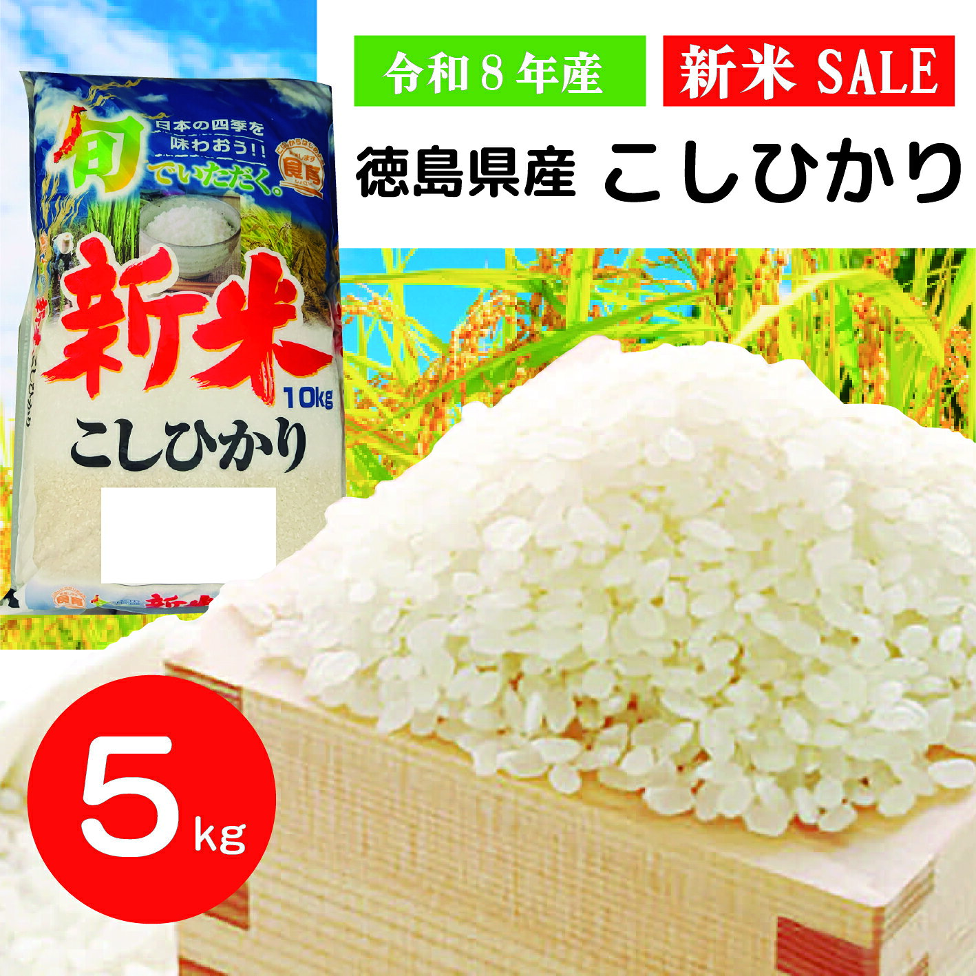 楽天市場】コシヒカリ5キロ 徳島の通販