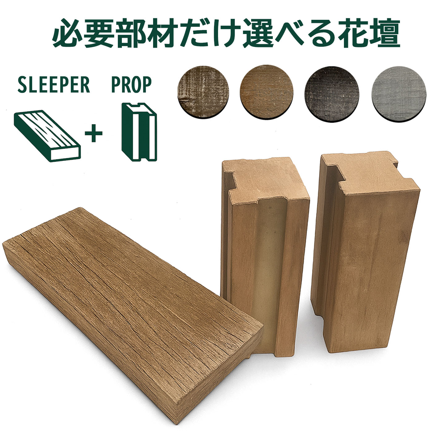 カスタム レイズドベッド キット ヴィンテージウッドスリーパーペイブライト 枕木風 部材が選べる 花壇..