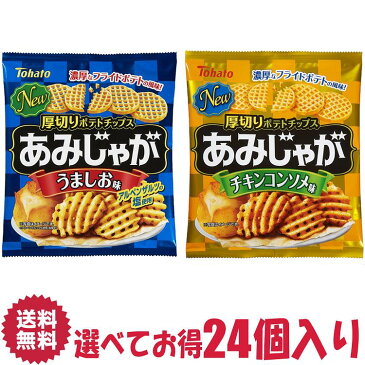 【送料無料】東ハト あみじゃが うましお味 チキンコンソメ味 選べる 24個 詰合せ セット | すなっく snack 駄菓子 遠足 菓子 おかし ナシオ おやつ