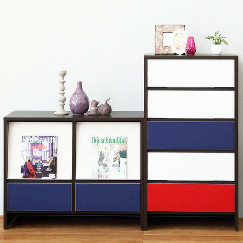 【日本製・完成品】リビング家具 リビング収納 幅90cm フラップキャビネット フラップボックス フラップ扉 ディスプレイラック レッド 自社工場生産