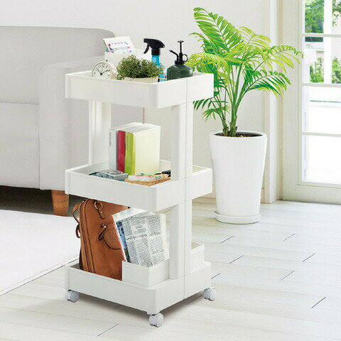 スマートワゴン Fit マルチ収納タイプ オープンワゴン 幅35cm 奥行き39.1cm 3段 キャスター付き ホワイ..