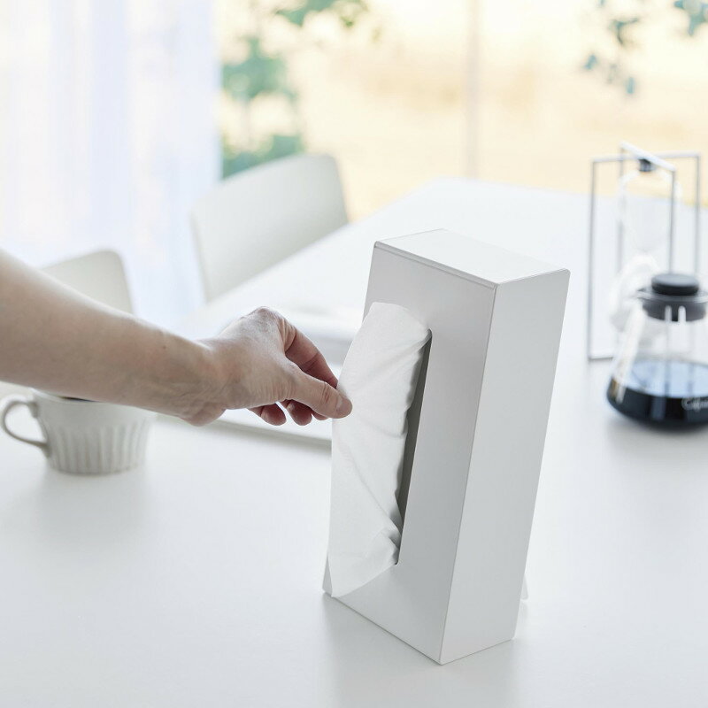 縦横2Wayで置ける ティッシュケース ツーウェイ ティッシュスタンド 樹脂製 タワー tower ホワイト ブラック 1664 1665 山崎実業 YAMAZAKI