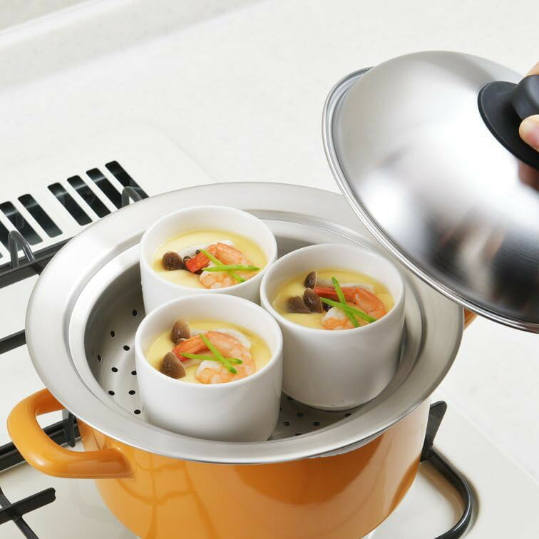 Ih/Gas Compatible - お鍋にのせて簡単蒸しプレート IH対応 お鍋用 ドーム型 ステンレス製 蒸し器 18〜20cm用 ステンレス蓋（窓なし）付き 日本製