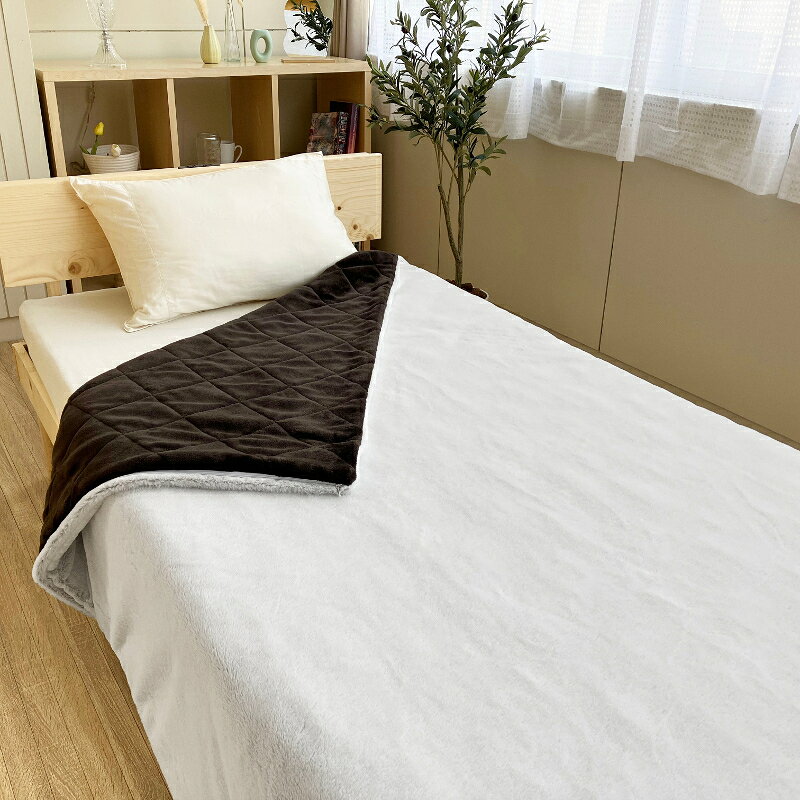 1枚2役 布団を包める 岩盤浴あったか毛布 掛けふとんカバー シングルロング 150×210 ポリエステル100% 中わた入り ブラックシリカ練り込み ブラウン 3340-1100-2500 ROMANCE ロマンス小杉 [2]