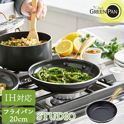GREEN PAN ȥǥ IHб ե饤ѥ 20cm 3.8cm Υ󥹥ƥåƥ ߥå γ۹ ꡼ѥ STUDIO CC007339-004 PFAS