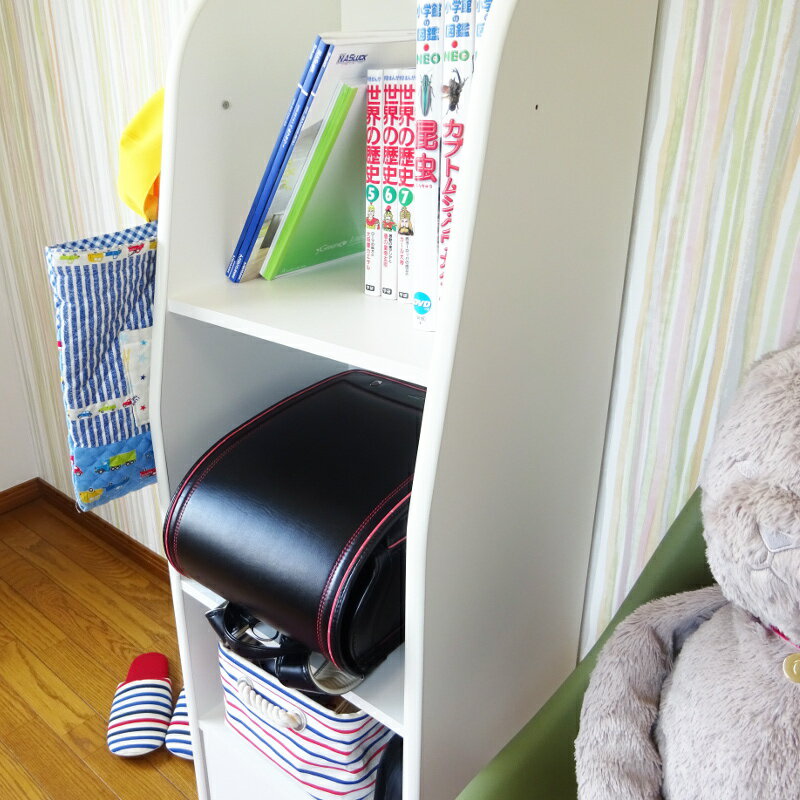 ランドセルラック 完成品 日本製 幅40cm ランドセルワゴン ランドセル置き 本棚 シェルフ ランドセル収納 収納 コンパクト 省スペース おしゃれ 白 北欧 木製 シンプル スリム ランドセル置き ナスラック 3