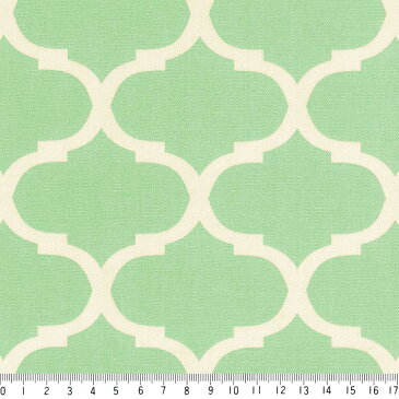 モロッカン 8.5cm ネガ 7433-20 パステルグリーン ダマスク柄 モロッコ 生地 緑 グリーン パステルカラー かわいい 10cm単位 やや厚手 生成りオックス生地 綿100% 110cm 布 カルトナージュ デコパージュ バッグ インテリア小物 付属 用途 生地 商用利用可 生地