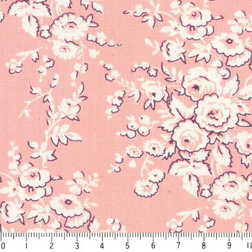 バラ 花柄 生地 おしゃれ オックス生地 フランス復刻 5418-27 LIGHT SALMON PINK ライトサーモンピンク fleurir rose flower フラワー ボタニカル コットン生地 布 ローズ 薔薇柄 生成り オックス 綿100% 110cm幅 カルトナージュ生地 nassen