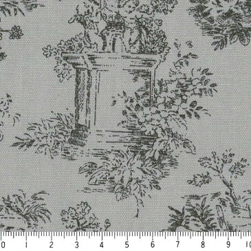 トワルドジュイ柄 6992-36 LIGHT GREY ライトグレー toile de jouy 生地 布 生成り オックス 生地 綿100％　110cm幅 カルトナージュ生地 nassen