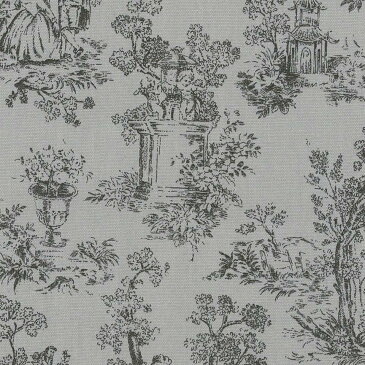 トワルドジュイ柄 6992-36 LIGHT GREY ライトグレー toile de jouy 生地 布 生成り オックス 生地 綿100% 110cm幅 カルトナージュ生地 nassen