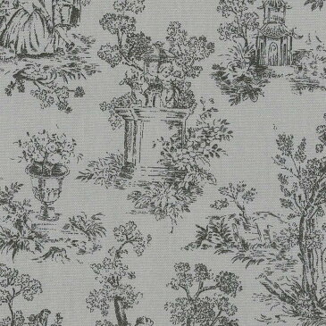 トワルドジュイ柄 6992-36 LIGHT GREY ライトグレー toile de jouy 生地 布 生成り オックス 生地 綿100％　110cm幅 カルトナージュ生地 nassen