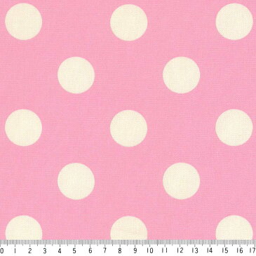 水玉 ドット 25ミリ ネガ 7886-38 ローズピンク 2.5センチ ドット 夜柄 中サイズ ピンク 桜色 かわいい 女の子 10cm単位 やや厚手 生成りオックス生地 綿100% 110cm 布 エプロン バッグ ハンドメイド カルトナージュ クロス クッション 商用利用可 生地