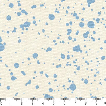 スパター模様　インク柄 7855-49 スカイブルー インクを跳ね飛ばした様な おしゃれな 飛沫柄 ブルー 水色 かわいい 男の子 10cm単位 やや厚手 生成りオックス生地 綿100％ 110cm 布　入園入学 エプロン バッグ クッション ランチョンマット 商用利用可 生地