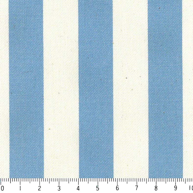 ストライプ 18ミリ st1818-49 スカイブルー 太め おしゃれでかわいい ストライプ ボーダー柄 ブルー 水色 かわいい 男の子 10cm単位 やや厚手 生成りオックス生地 綿100％ 110cm 布　カルトナージュ デコパージュ トートバッグ 男の子にも女の子にも 商用利用可 生地