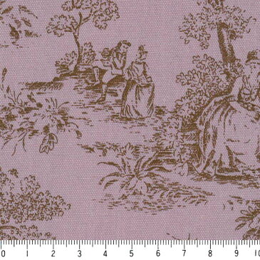 トワルドジュイ柄 6992-50 LIGHT BORDEAUX ライトボルドー toile de jouy 生地 布 生成り オックス 生地 綿100% 110cm幅 カルトナージュ生地