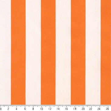 ストライプ 36ミリ　st3636-54 オレンジ　太め ストライプ ボーダー柄 北欧風　10cm単位 やや厚手 生成りオックス生地 綿100％ 110cm 布　カルトナージュ トートバッグ カーテン 手芸　手作り小物 用途