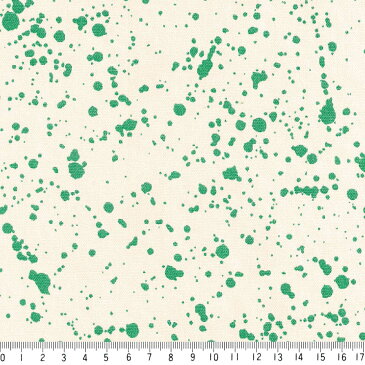 スパター模様　インク柄 7855-55 エメラルドグリーン インクを跳ね飛ばした様な おしゃれな 飛沫柄 緑 グリーン かわいい 男の子 10cm単位 切り売り 晒し オックス生地 綿100％ 110cm　入園入学 エプロン バッグ クッション ランチョンマット 商用利用可 生地