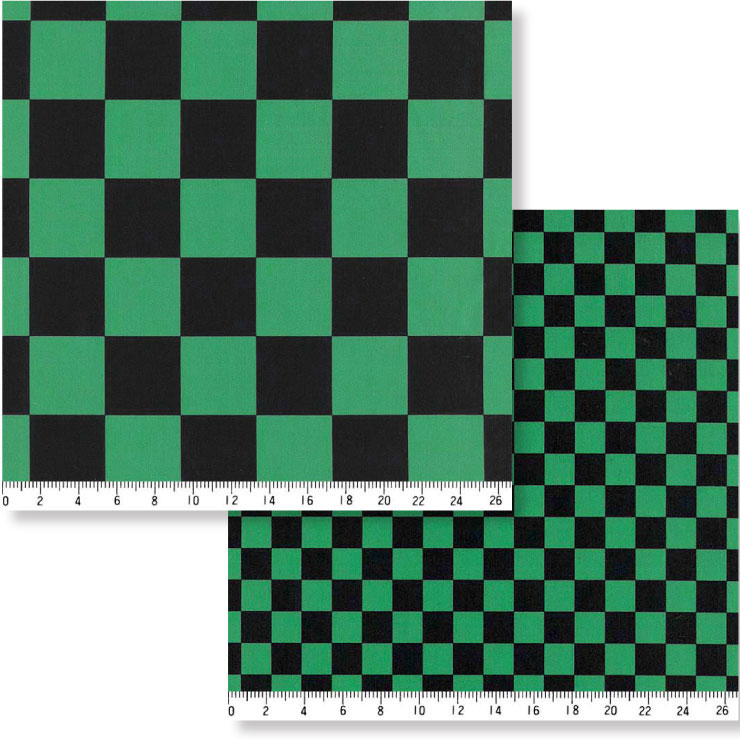 市松模様 チェック柄 生地 おしゃれ オックス生地 7946-bkgn 4cm 7945-bkgn 1.6cm 110cm巾 生地 個数1で 10cm単位 30cm以上 鬼滅の刃 竈門炭治郎(たんじろう)の羽織にもなっている伝統的な和柄 男の子 ダブルガーゼ gauze 布 入園入学 マスク シーチング生地 綿100％