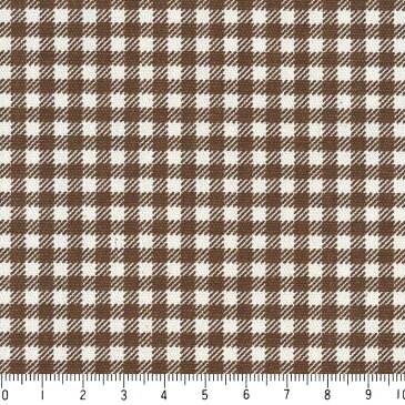 ギンガム 3.5ミリ 3139-82 ダークブラウン ギンガムチェック柄 生地 茶色 ブラウン 10cm単位 やや厚手 生成りオックス生地 綿100% 110cm 布 入園入学 インテリア雑貨 バッグ カルトナージュ生地 手芸 手作り生地 付属 用途 商用利用可 生地