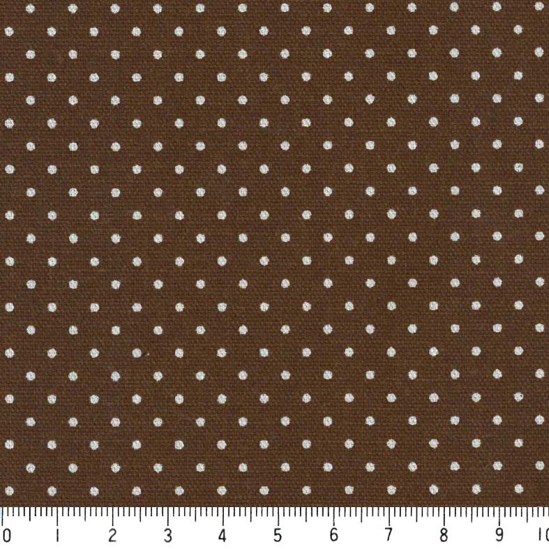 水玉 ドット 1.5ミリ ネガ 6062-82 ダークブラウン ピンドット 水玉 小 ネガ 白抜き 茶色 ブラウン 10cm単位 やや厚手 生成りオックス 生地 布 松尾捺染 綿100％ 110cm 布 カルトナージュ クッション バッグ エプロン 手芸 手作り 付属 用途 生地 商用利用可 生地