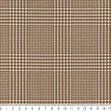 グレンチェック チェック柄 生地 おしゃれ オックス生地 7973-82 ダークブラウン glen check 茶色 ブラウン 10cm単位 やや厚手 生成りオックス生地 綿100% 110cm 布 クッション エプロン バッグ カルトナージュ生地 入園入学 テーブルクロス