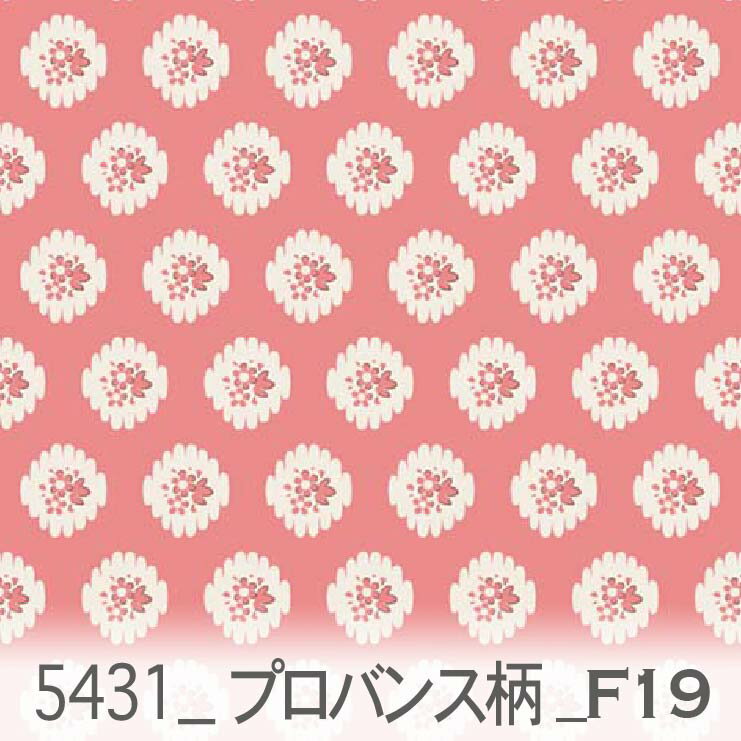 プロバンス模様 コーラルピンク 5431-f19 プロバンス柄　南フランス 花柄生地 プロバンス地方の自然や..