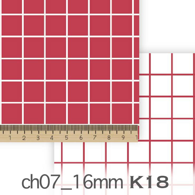 レッド ラインチェック 16ミリ ch07_16-k18 ラインチェック 昼 夜 ラインの太さ 約1.2ミリ 落ち着いた赤 上品 女の子 オックス シーチング ブロード 11号帆布 生地 布 松尾捺染 綿100％ 10cm単位 カット売り 入園入学 商用利用可