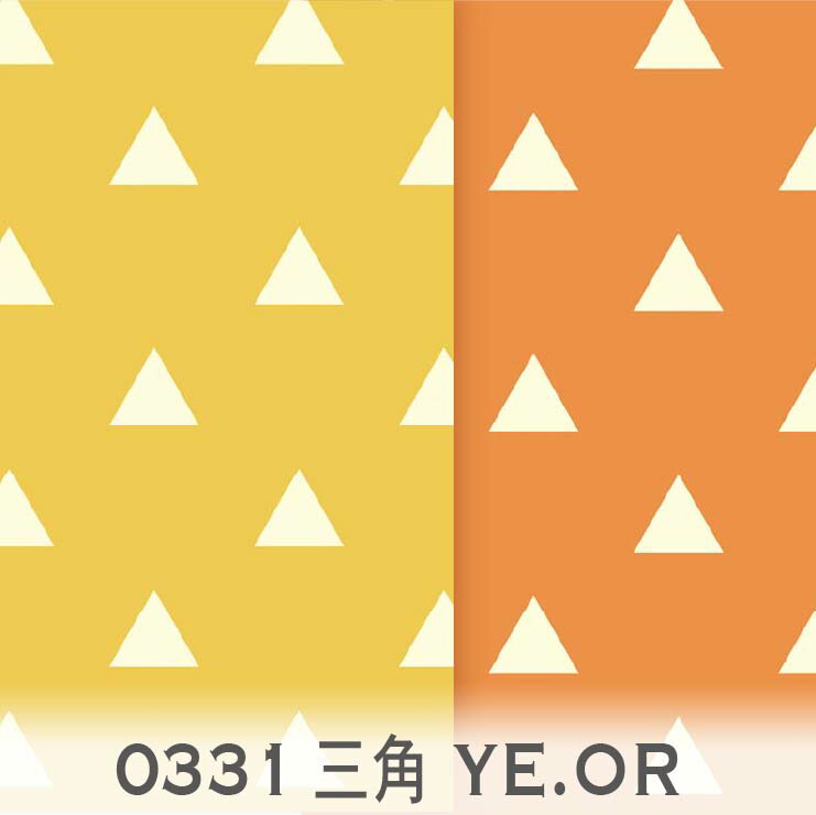 三角 イエローxオレンジ 0331-ye 三角形　トライアングル 鱗模様 和調 イエロー オックス生地 シーチング ブロード 11号帆布 ハンプ生地 ダブルガーゼ 日本製 生地 布 松尾捺染 綿100% 10cm単位 カット売り 入園入学 商用利用可