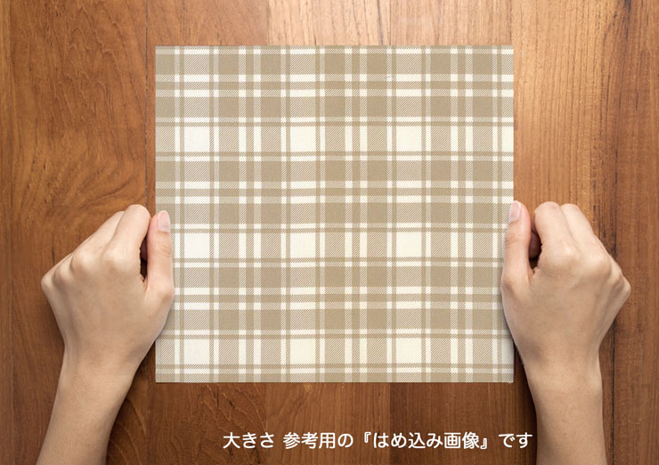 チェックオンチェック柄7827-46ベージュ太さの異なるチェックを重ねたCHECKONCHECK10cm単位やや厚手生成りオックス生地綿100%110cm布クッションエプロンバッグカルトナージュ生地手芸手作り生地