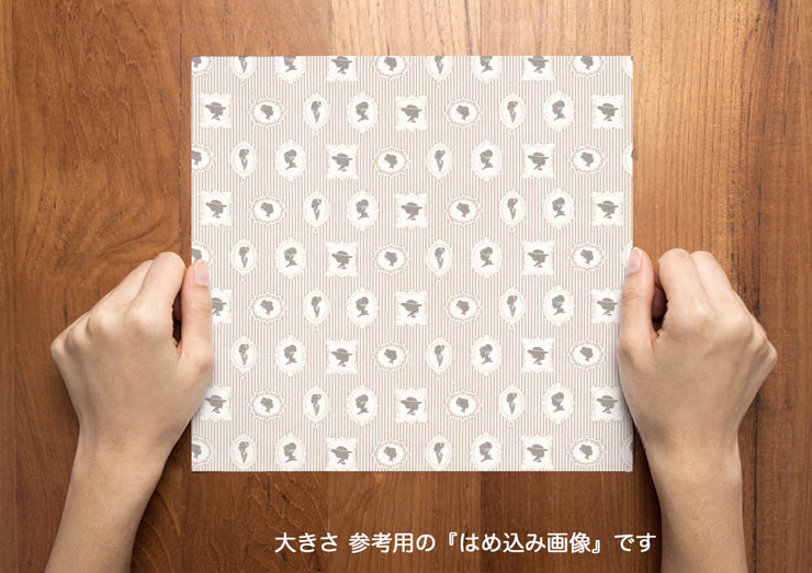 カメオストライプミニ8965-mhご婦人の横顔のシルエットはおしゃれなファッションがいっぱいカルトナージュ生地。黒は生成りオックスピンクベージュとサックスは晒しオックス8965-mh/8966-mh/8967-mh