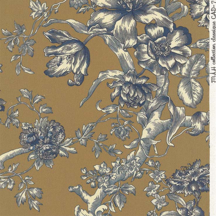 トワルドジュイ花柄7965-mhM.H.collectionclassiquefleurirflowerフラワーボタニカル布カルトナージュにぴったりの生地フランス生成りオックス生地綿100%110cm幅布